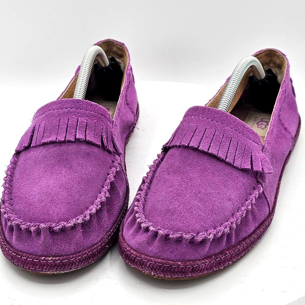 Fringe Embellished UGG Australia Purple Moccasins - Size 6